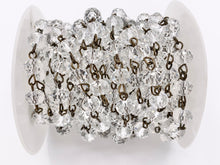 Cargar imagen en el visor de la galería, Clear Crystal Rondelle Faceted Rosary Beaded Chain With Brass Wire By Spool 6mm 8mm