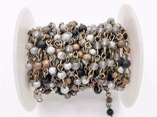Cargar imagen en el visor de la galería, Matte Multi Metallic Color Crystal Rondelle Faceted Rosary Beaded Chain With Brass Wire By Spool 4mm 6mm 8mm