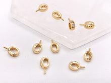 Load image into Gallery viewer, Tiny CZ Pave Pin Closed Ring Screw Findings Earring Pin Bail Pin in 18K Gold Plated Copper 10PCS