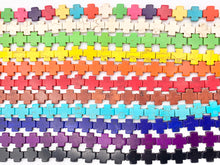 Load image into Gallery viewer, 15mm Cross Howlite Turquoise Flat Beads White, Red, Turquoise, Multicolor, Green, Red, Dark Blue, Purple And More Around 15" Price 1 Strand