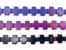Load image into Gallery viewer, 15mm Cross Howlite Turquoise Flat Beads White, Red, Turquoise, Multicolor, Green, Red, Dark Blue, Purple And More Around 15" Price 1 Strand