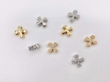 Load image into Gallery viewer, Tiny CZ Pave Cross Charms Pendants in 18K Gold/Platinum Plated Copper 10PCS