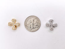 Load image into Gallery viewer, Tiny CZ Pave Cross Charms Pendants in 18K Gold/Platinum Plated Copper 10PCS