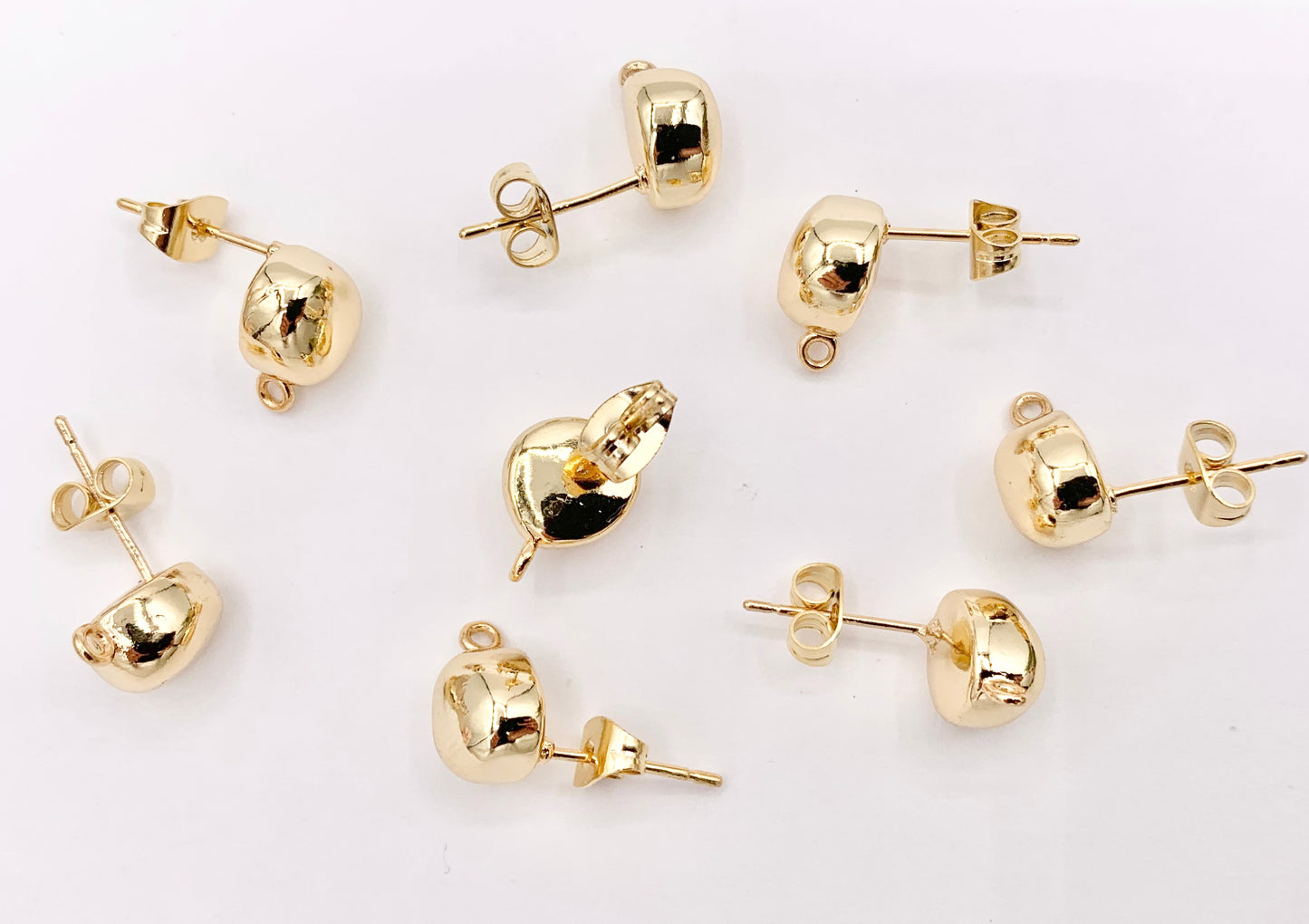 Gold Nugget Earring Components with Loop in 18K Gold Plated Copper For Jewelry Making 5 PAIRS