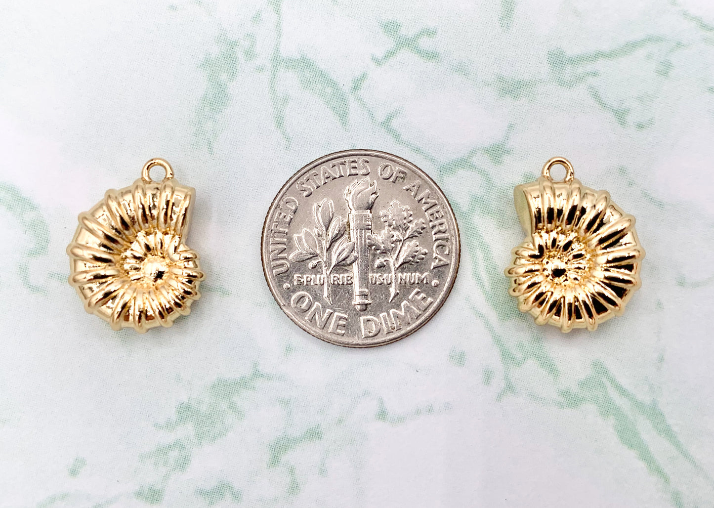 Cute Small Conch Shell Charms Pendants in 18K Gold Plated Copper Base 8 PCS