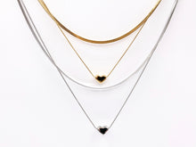 Cargar imagen en el visor de la galería, Delicate 2 Layers Heart Necklace Gold/Silver Plated Stainless Steel Dainty Flexible Minimalist Finished Necklace 16" with Extension Link