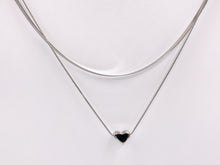 Cargar imagen en el visor de la galería, Delicate 2 Layers Heart Necklace Gold/Silver Plated Stainless Steel Dainty Flexible Minimalist Finished Necklace 16" with Extension Link