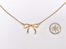 Cargar imagen en el visor de la galería, Delicate Bowtie Necklace Gold Plated Stainless Steel Dainty Flexible Minimalist Finished Necklace 16" with Extension Link