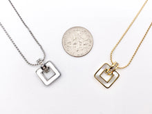 Cargar imagen en el visor de la galería, Delicate MOP Square Pendant Necklace Gold/Silver Plated Stainless Steel Dainty Flexible Minimalist Finished Necklace 16" with Extension Link