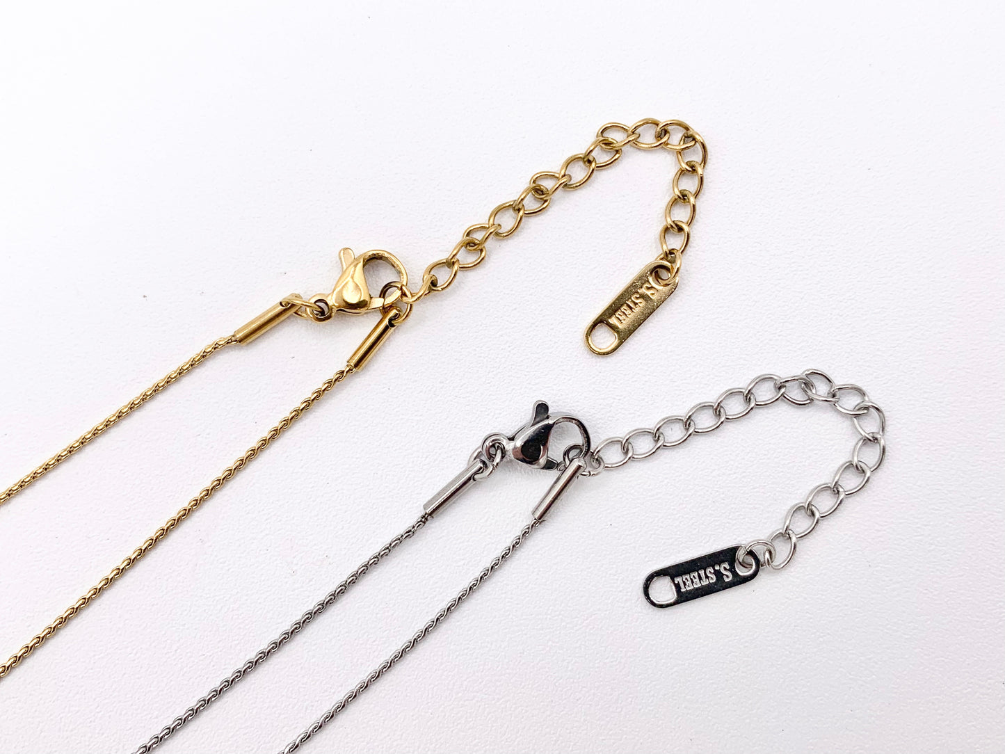 Delicate MOP Square Pendant Necklace Gold/Silver Plated Stainless Steel Dainty Flexible Minimalist Finished Necklace 16" with Extension Link