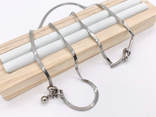 Cargar imagen en el visor de la galería, Slider Knot Pendant Herringbone Necklace Silver Plated Stainless Steel Dainty Flexible Minimalist Finished Necklace 18" Adjustable Length
