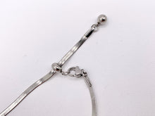 Cargar imagen en el visor de la galería, Slider Knot Pendant Herringbone Necklace Silver Plated Stainless Steel Dainty Flexible Minimalist Finished Necklace 18" Adjustable Length