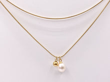 Cargar imagen en el visor de la galería, Delicate 2 Layers Freshwater Pearl Necklace Gold Plated Stainless Steel Dainty Flexible Minimalist Finished Necklace 16" with Extension Link