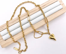 Cargar imagen en el visor de la galería, Delicate Dangle Heart Pendant Necklace Gold/Silver Plated Stainless Steel Finished Necklace 16" with Extension Link