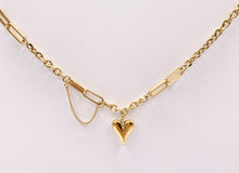 Cargar imagen en el visor de la galería, Delicate Dangle Heart Pendant Necklace Gold/Silver Plated Stainless Steel Finished Necklace 16" with Extension Link