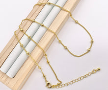 Cargar imagen en el visor de la galería, Delicate 18K Gold Plated Copper Tiny Round 3mm Gold Beads Beaded Finished Necklace 17.5" + 2" Extension Link 10 PCS