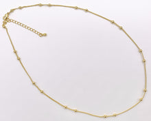 Cargar imagen en el visor de la galería, Delicate 18K Gold Plated Copper Tiny Round 3mm Gold Beads Beaded Finished Necklace 17.5" + 2" Extension Link 10 PCS