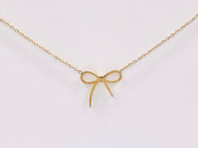 Load image into Gallery viewer, Delicate Bowtie Necklace Gold Plated Stainless Steel Dainty Flexible Minimalist Finished Necklace 16" with Extension Link