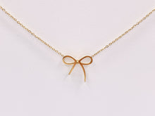 Load image into Gallery viewer, Delicate Bowtie Necklace Gold Plated Stainless Steel Dainty Flexible Minimalist Finished Necklace 16" with Extension Link