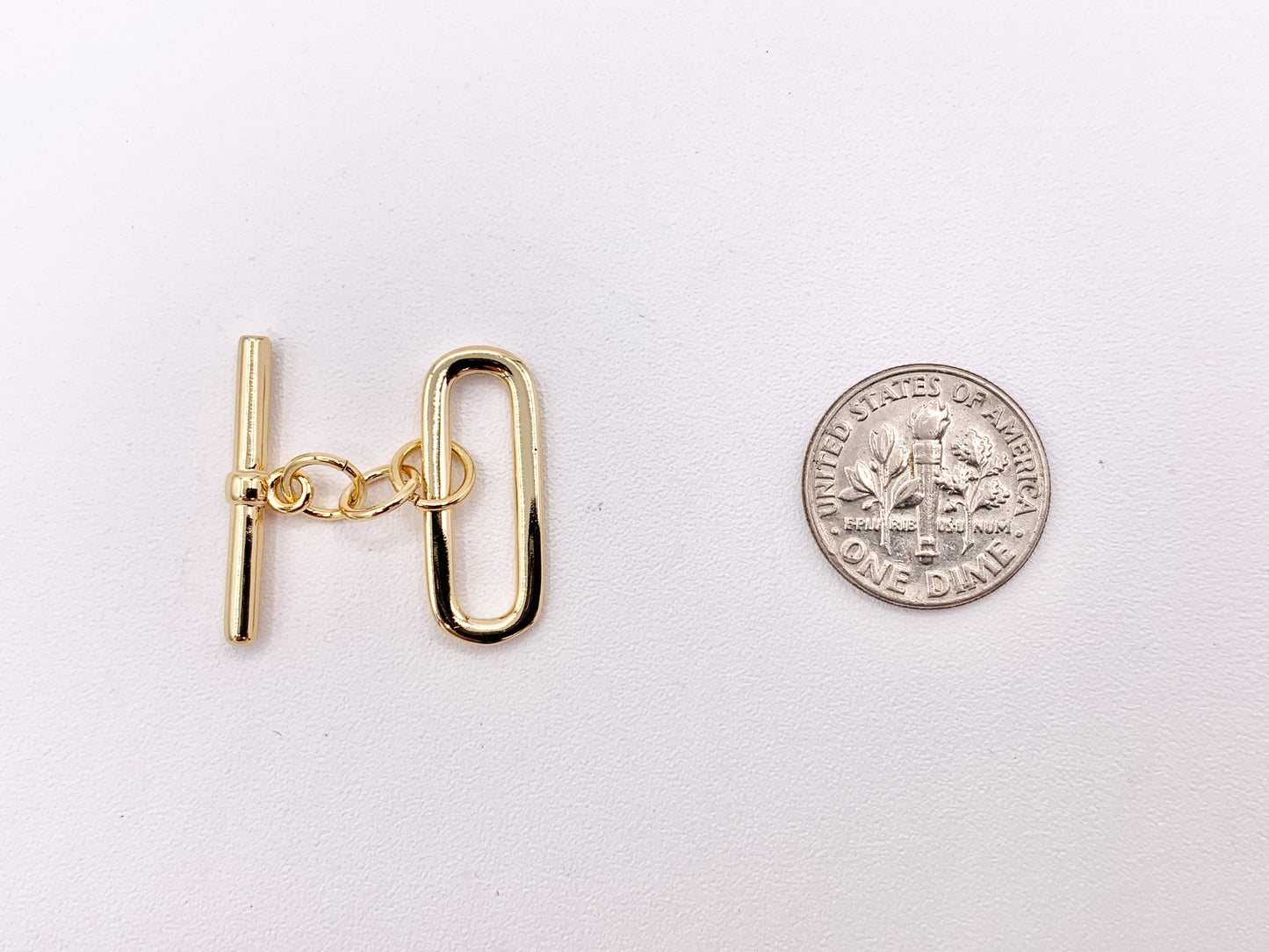 Real Gold 18K and Platinum Plated Oval Toggle Over Copper 10 SETS