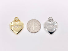 Cargar imagen en el visor de la galería, Cute Heart Pendant with CZ MOM Letters One Sided Charms in 18K Gold/Silver Plated Copper Mother's Day Gift For Mom 6 PCS