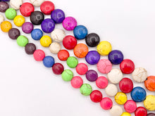 Cargar imagen en el visor de la galería, 8mm&10mm Howlite Multicolor Puffy Coin Beads Around 15-16" Price for 1 Strand