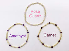 Cargar imagen en el visor de la galería, 18K Gold Plated Hematite + Assorted Stones Dainty Stretchy Bracelet 1 piece