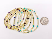 Cargar imagen en el visor de la galería, 18K Gold Plated Hematite + Assorted Stones Dainty Stretchy Bracelet 1 piece