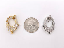 Load image into Gallery viewer, CZ Pave Luxury Large Oval Lobster Clasps Real Gold/Platinum Plated Over Brass 3 PCS
