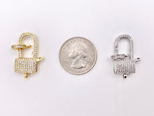 Cargar imagen en el visor de la galería, CZ Pave Luxury Large Lobster Clasps Real Gold/Platinum Plated Over Brass 3 PCS