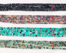 Load image into Gallery viewer, 2mm Assorted High Quality Stone Hand Cut Faceted Cube Beads 13 Different Natural Stone Beads 15" Strand