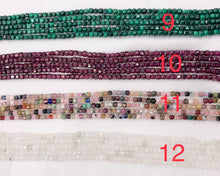 Load image into Gallery viewer, 2mm Assorted High Quality Stone Hand Cut Faceted Cube Beads 13 Different Natural Stone Beads 15" Strand
