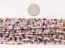 Load image into Gallery viewer, 2mm Assorted High Quality Stone Hand Cut Faceted Cube Beads 13 Different Natural Stone Beads 15" Strand