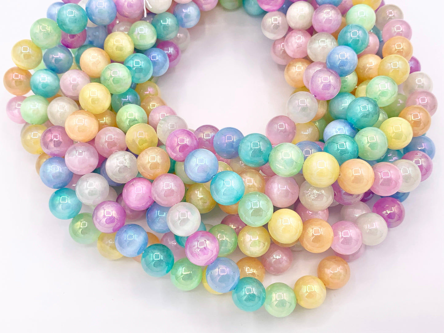 Electroplated Colorful Selenite Mystic Coated Dyed Selenite Smooth Beads Perfect for Easter 6mm 8mm 10mm Natural Stone Beads