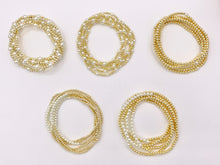 Cargar imagen en el visor de la galería, 18K Gold Plated Hematite Freshwater Pearl Glass Pearl Dainty Stretchy Bracelet 1 piece