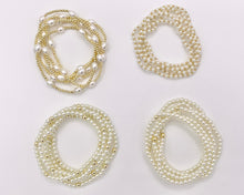 Cargar imagen en el visor de la galería, 18K Gold Plated Hematite Freshwater Pearl Glass Pearl Dainty Stretchy Bracelet 1 piece