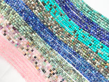 Cargar imagen en el visor de la galería, 3mm Assorted High Quality Dainty Stone Hand Cut Faceted Cube Beads 8 Different Natural Stone Beads 15" Strand