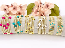 Cargar imagen en el visor de la galería, 18K Gold Plated Hematite Magnesite/ Howlite/ Shell Dainty Stretchy Bracelet 1 piece