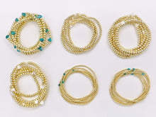 Cargar imagen en el visor de la galería, 18K Gold Plated Hematite Magnesite/ Howlite/ Shell Dainty Stretchy Bracelet 1 piece