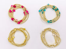 Cargar imagen en el visor de la galería, 18K Gold Plated Hematite Magnesite/ Howlite/ Shell Dainty Stretchy Bracelet 1 piece