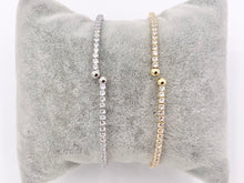 Load image into Gallery viewer, CZ Pave Dainty Rhinestone Baguette Fancy Flexible Bracelet Cuffs In Real Gold/Platinum 18K Plated Copper 5 PCS