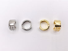 Load image into Gallery viewer, Dainty Pearl 14mm Earring Huggies in 18K Gold or Silver Plated Copper 3 PAIRS