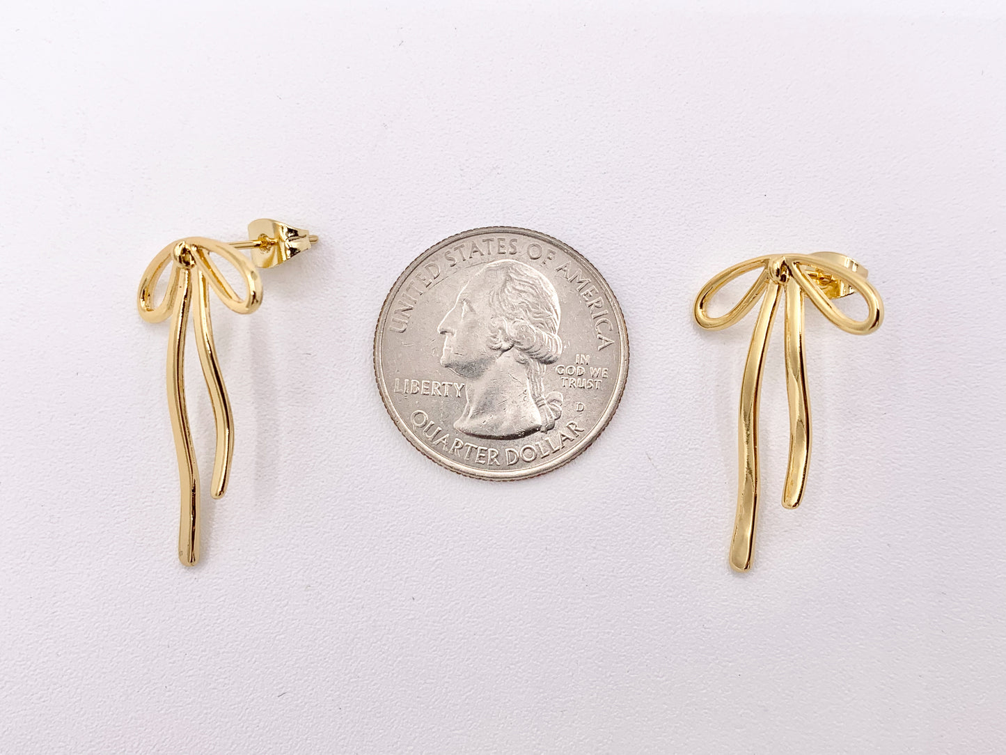 Cute Bowtie Earring Studs in 18K Gold/Platinum Plated Over Copper Earrings 4 PAIRS