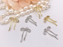 Load image into Gallery viewer, Cute CZ Pave Bowtie Pendant in 18K Gold/Platinum Plated Over Copper 8PCS