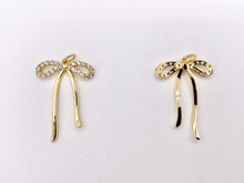 Load image into Gallery viewer, Cute CZ Pave Bowtie Pendant in 18K Gold/Platinum Plated Over Copper 8PCS