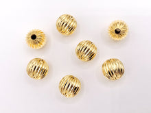 Load image into Gallery viewer, 10mm Cute Pumpkin Shape Round Spacer Beads in Real 18K Gold Plated Over Brass | Small Space Gold Beads For Jewelry Making/Designs 18 PCS