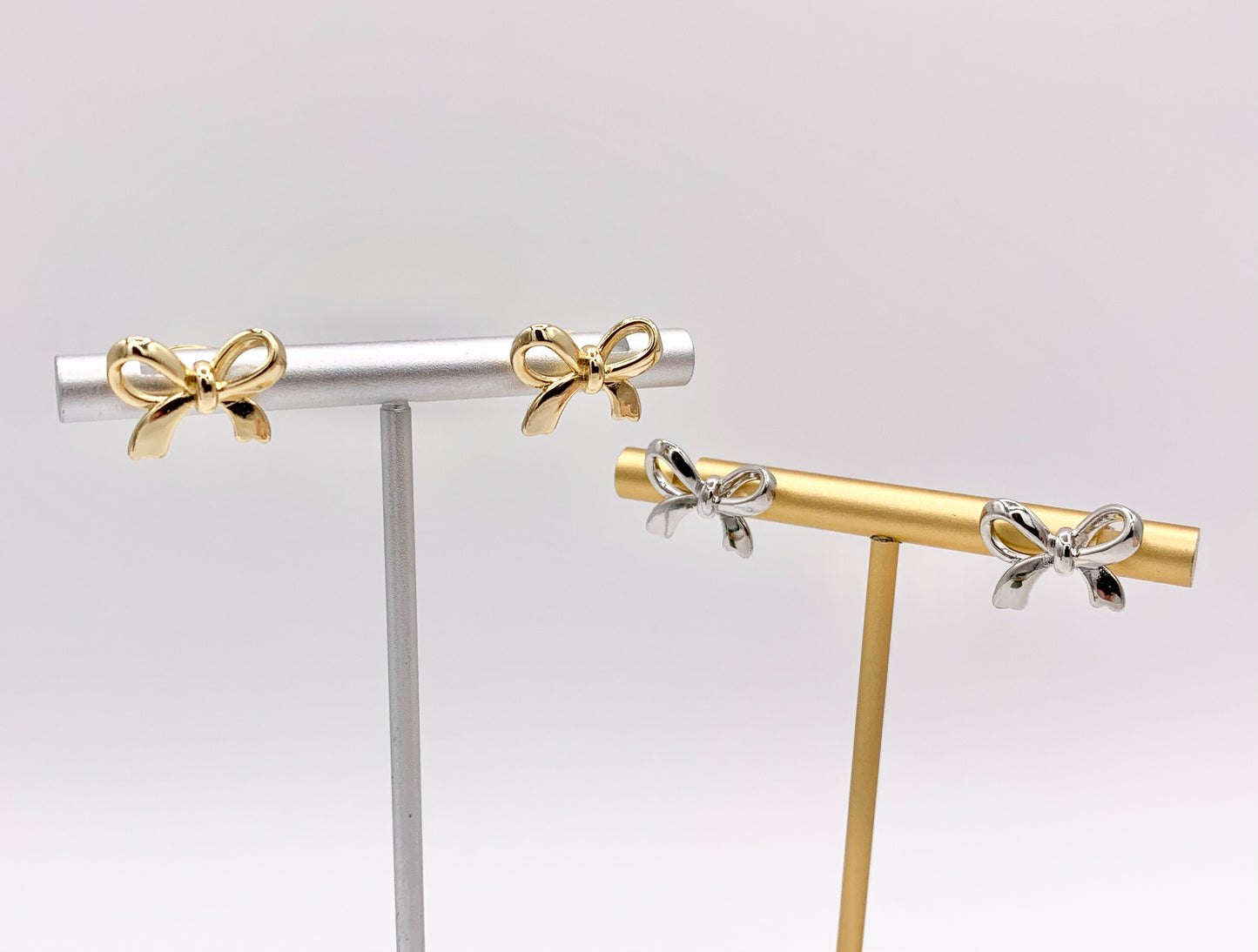 Cute Bowtie Earring Studs in 18K Gold/Platinum Plated Over Copper Earrings 4 PAIRS