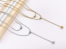 Load image into Gallery viewer, Delicate 2 Layer Dangle Necklace Gold/Silver Plated Stainless Steel Dainty Flexible Minimalist Finished Necklace 16" with Extension Link