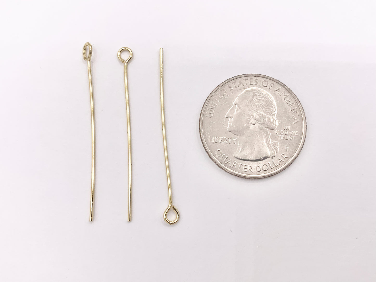 40mm/1.5 inches Gold Plated Eye Pins Beading Headpins with Loop Gauge 22
