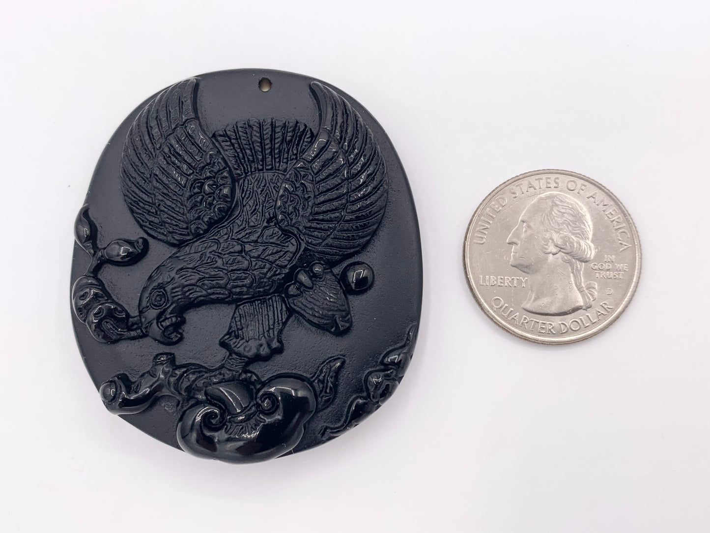 Natural Black Obsidian Eagle Pendants Beautiful Hand Carved Stone Pendant Sold By Piece